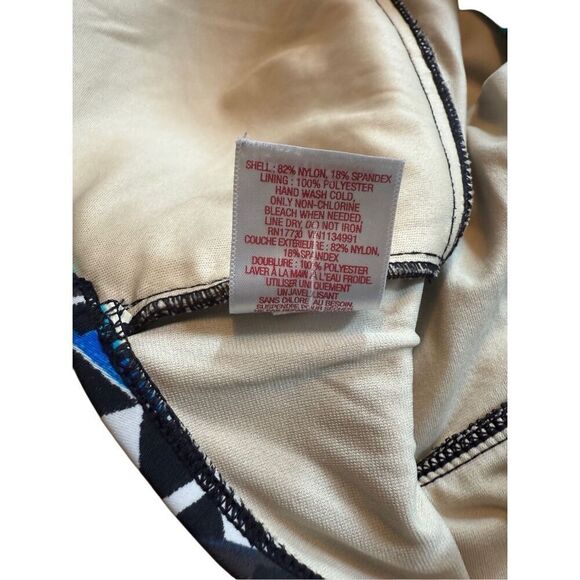 Merona Geometric Print Green Blue Black Halter One Piece Padded Swimsuit Large - Picture 7 of 15